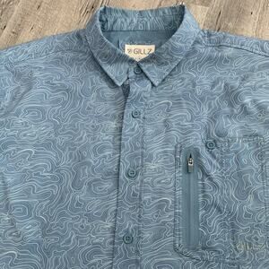 GILLZ Performance Fishing Shirt Mens XL Blue Short Sleeve Button Up Vented